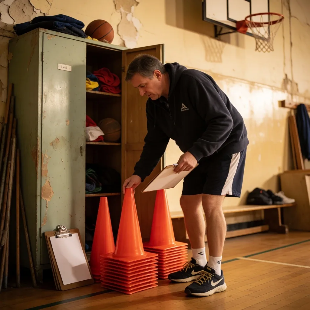 Community sports volunteer with equipment