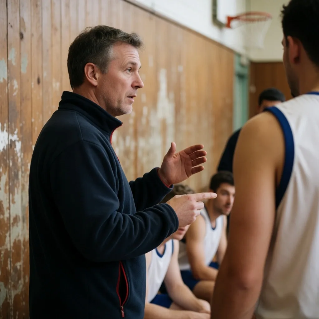Grassroots basketball coach in a leisure centre