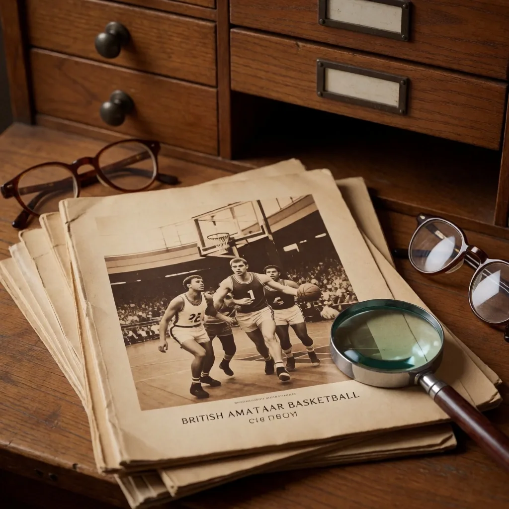 Researcher reviewing historical sports records