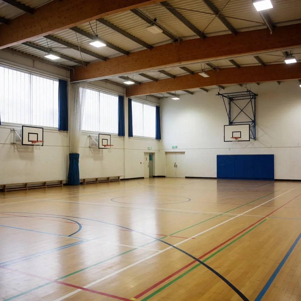 Community leisure centre sports hall interior